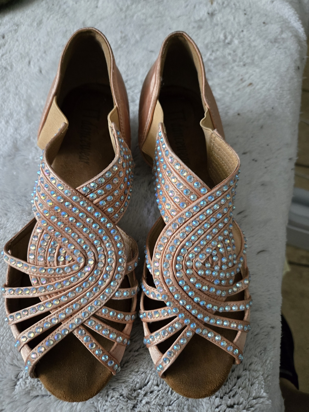 Dance SHOES, Women's Embellished Strappy Heels - Rose Gold